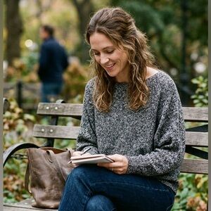 Lauren Ralph Lauren | Boatneck Dolman Sweater Marbled Black Cotton Blend | M